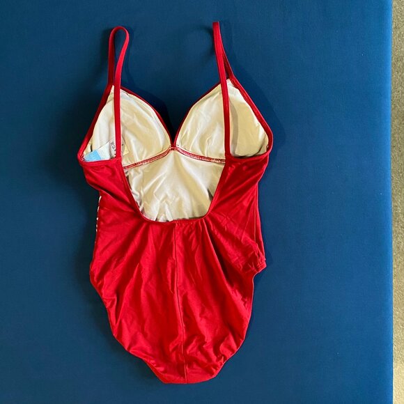 Red Embroidered Hibiscus Swimsuit - Picture 3 of 5